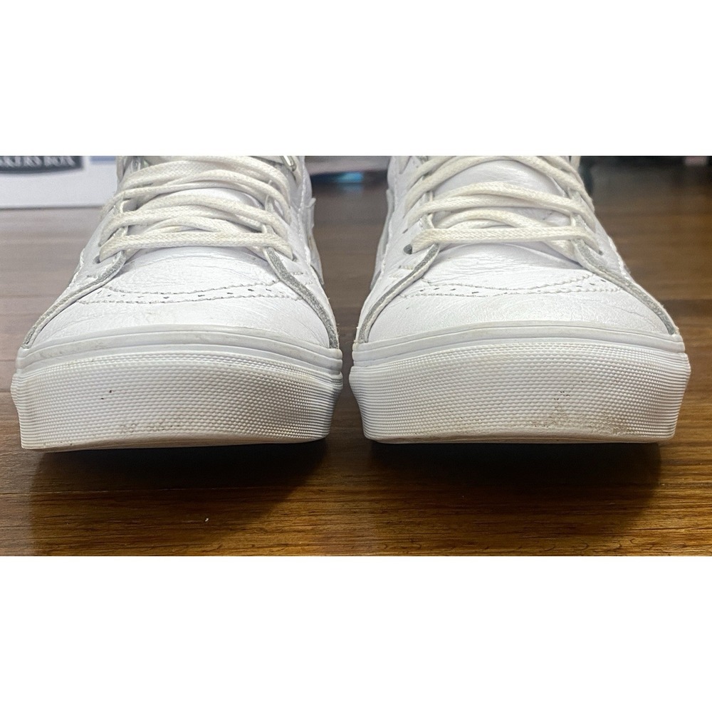 VANS Sk8-Hi Shoes Mens Sz 8.5 White High Top Sneakers Leather Skateboard 721356 - Picture 6 of 11